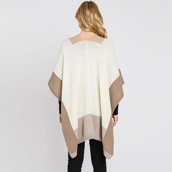 Color Block Ruana Poncho - Picture 2 of 2
